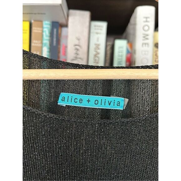 Alice+Olivia Corinne Black Metallic Sparkly Dress Size Medium - Picture 3 of 4